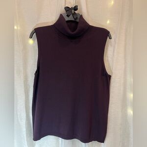 NWOT Josephine Chaus Sleeveless Silk Blend Turtleneck Burgundy Womens (Size L)